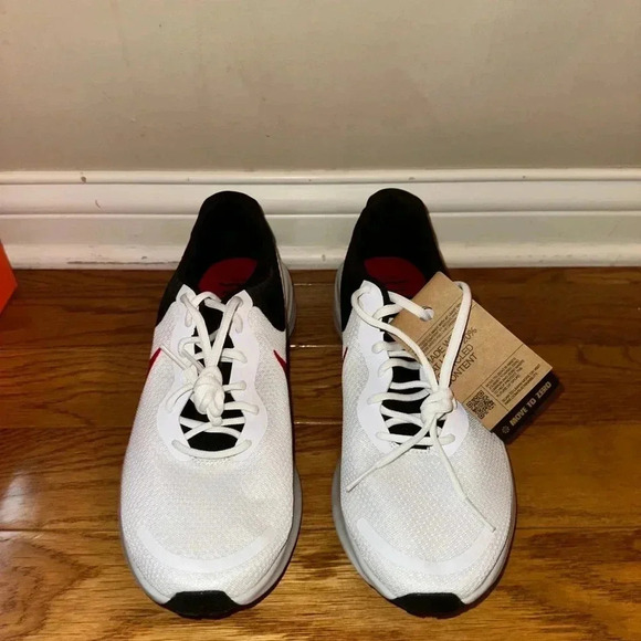 New Nike Revolution 7 Men's Road Running Shoes White/FIRE RED-Black Size 12.5 - Picture 11 of 16